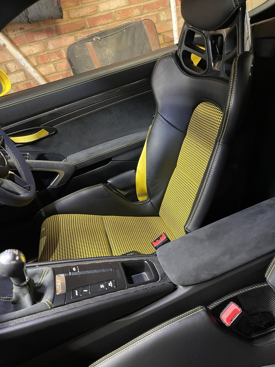 Porsche LWBS Pepita Seat Inserts covers Yellow 981 991 718 GT3 GT4