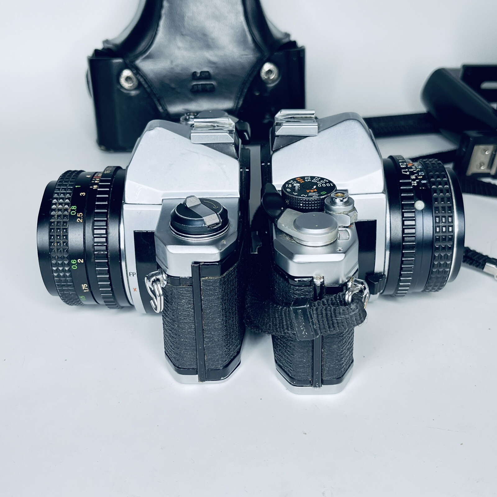 2 x Asahi PENTAX MX FILM CAMERAS w/ COSINA 50mm SMC pentaxM Lenses