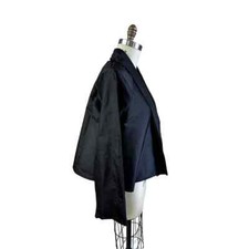 VTG Dusan 100 Silk Black Open Front Trapeze Jacket Sz M made in Italy NWOT