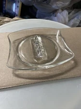 Vtg MCM clear glass ashtray concave ends