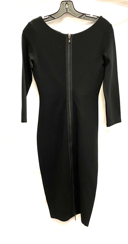 FELICITY & COCO Black V-Neck Half Sleeve Stretch Ponte Knit Bodycon Dress S 4/6 - Image 4 of 4