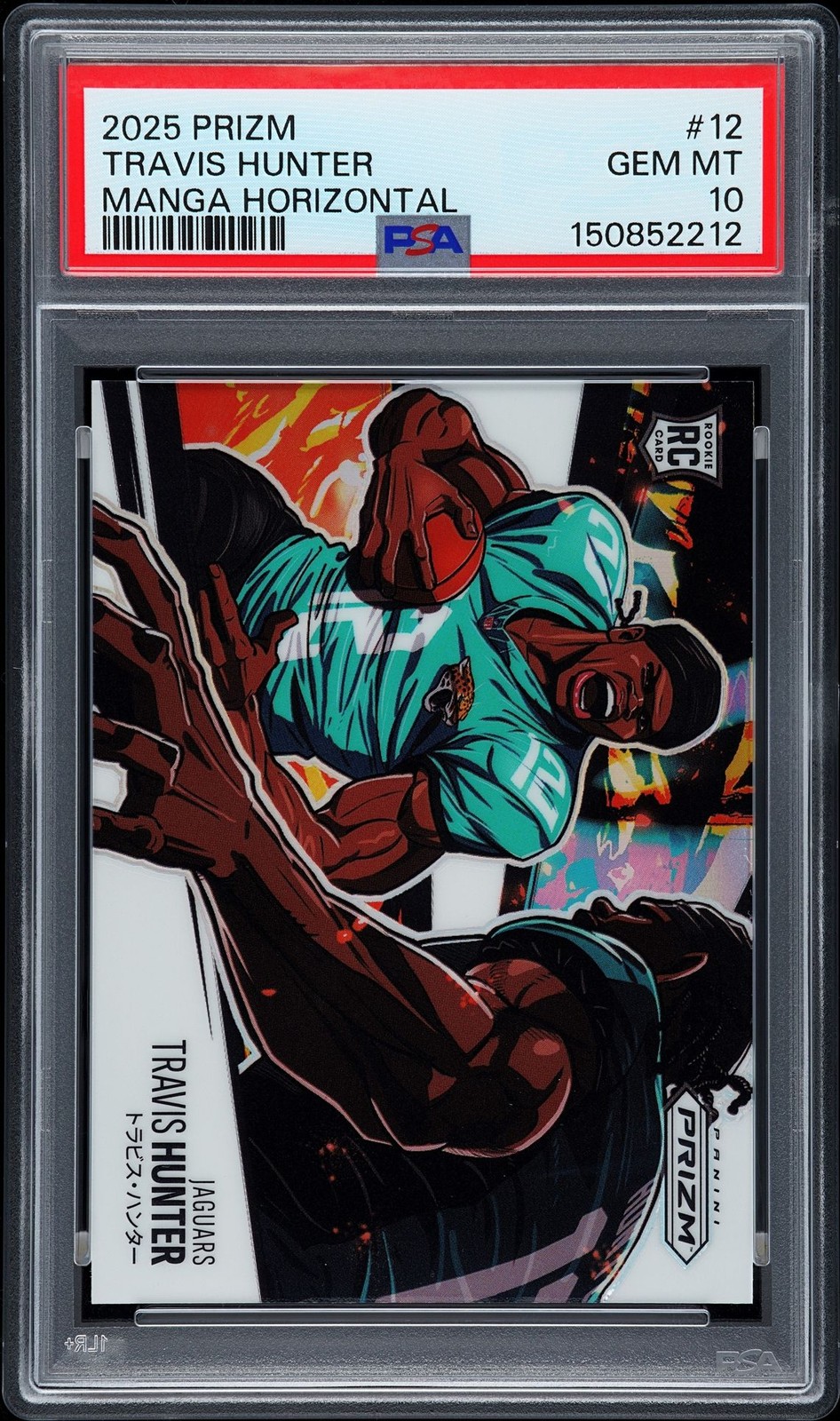 2025 PANINI PRIZM MANGA HORIZONTAL #12 TRAVIS HUNTER PSA 10