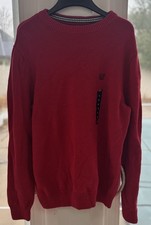 NWT Chaps Men's M Medium Red Cotton Knit Crew Neck Sweater Pullover Classic Fit