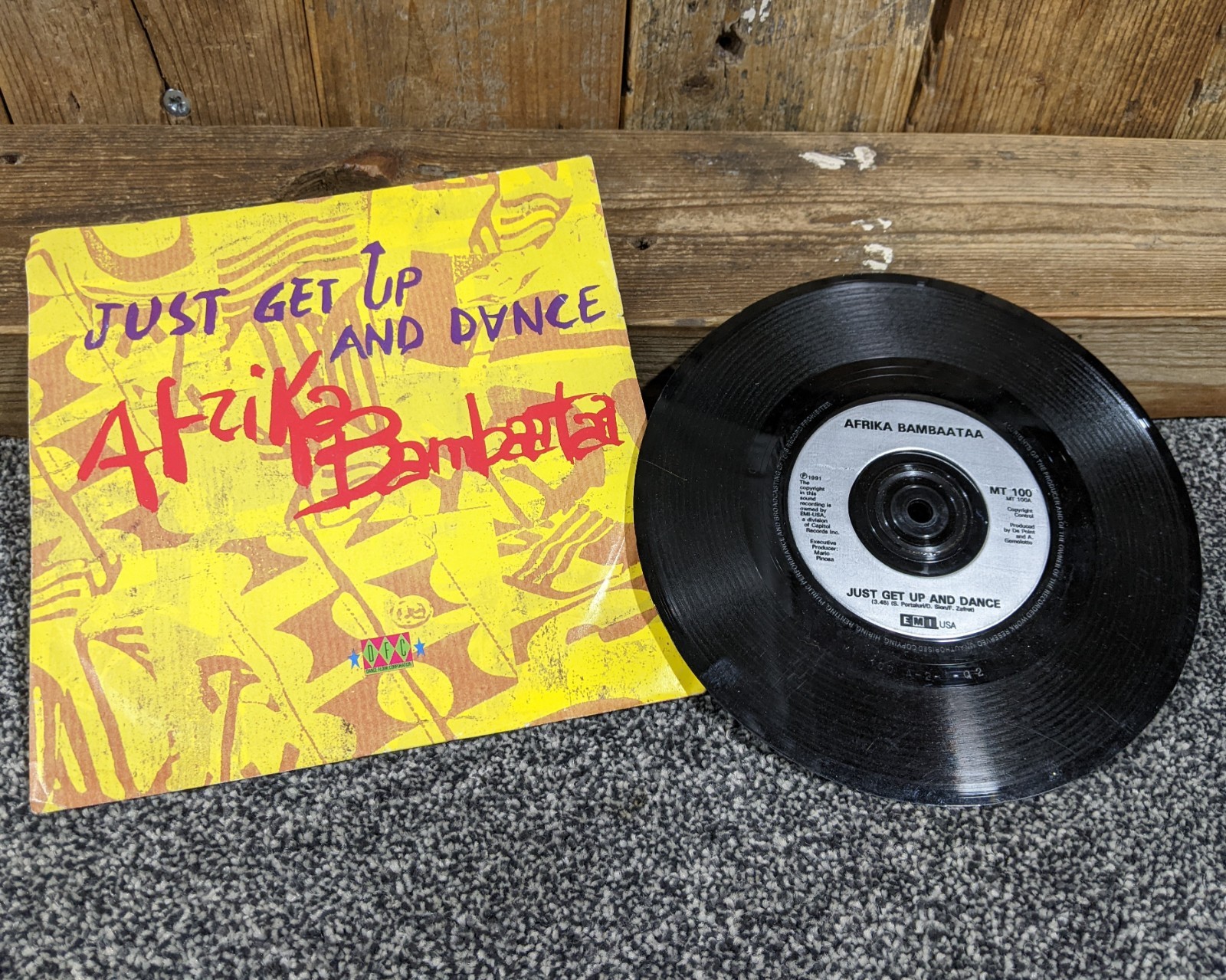 Afrika Bambaataa – Just Get Up & Dance (7"" Vinyl Single 1991) Vintage Eurodance