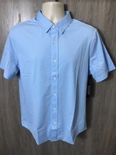 Rhone Short Sleeve Button Down Commuter Shirt Men's Size M Blue Windowpane NWT