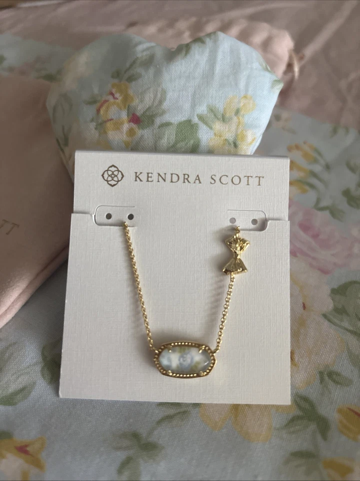 Auténtico Collar Kendra Scott X Love Shack Elegante Elisa Azul Floreciente Reliquia Foto 2 de 4