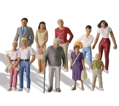 10 Human Figures Different Poses 1:43 Scale O Painted SET P4305 All Standing 