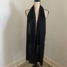 Black Chiffon Formal Evening Wrap Shawl Wedding Sheer Scarf Minimalist Elegant