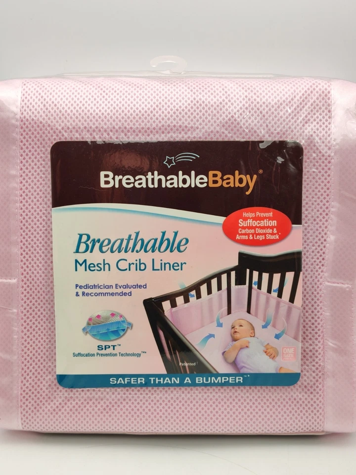 Forro de berço de malha respirável respirável para bebê cor rosa - tamanho único serve para todos - NOVO - Imagem 2 de 4