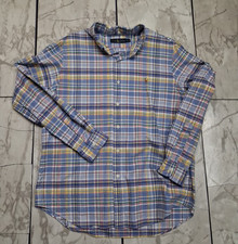Ralph Lauren Shirt Mens Large Blue Plaid Button Down Long Sleeve Pony Logo
