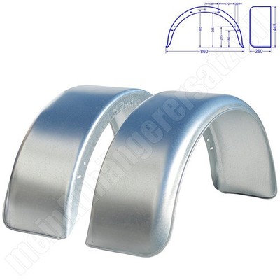 2x Schutzblech Kotflügel 260x860mm 26x86 cm Schutzbleche für Pkw Anhänger Metall