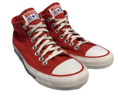 Converse Red Sneakers, Women s Size 6 CTAS Madison Mid (566501F) GUC Clean