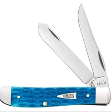 Case Cutlery Mini Trapper Folding Knife Tru-Sharp Steel Blades Blue - 50641