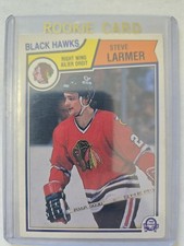 1983-84 Steve Larmer O-Pee-Chee OPC Rookie Card RC #105 Chicago Blackhawks . rookie card picture