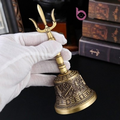 Hand Bell Tibetan Diamond Pestle Method Copper Bell Engraved Crafted Handbell