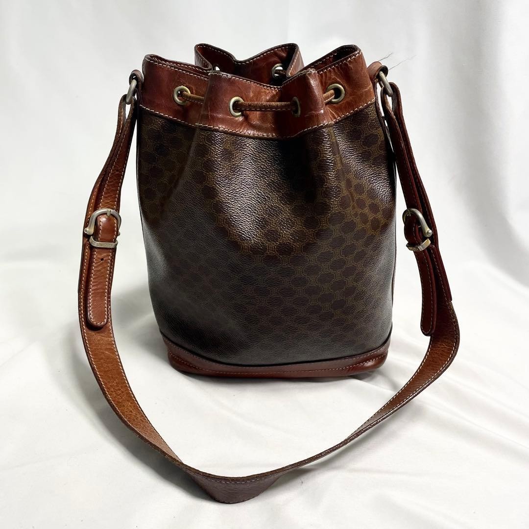 CELINE Macadam Triomphe Shoulder Bag Leather Draw… - image 3