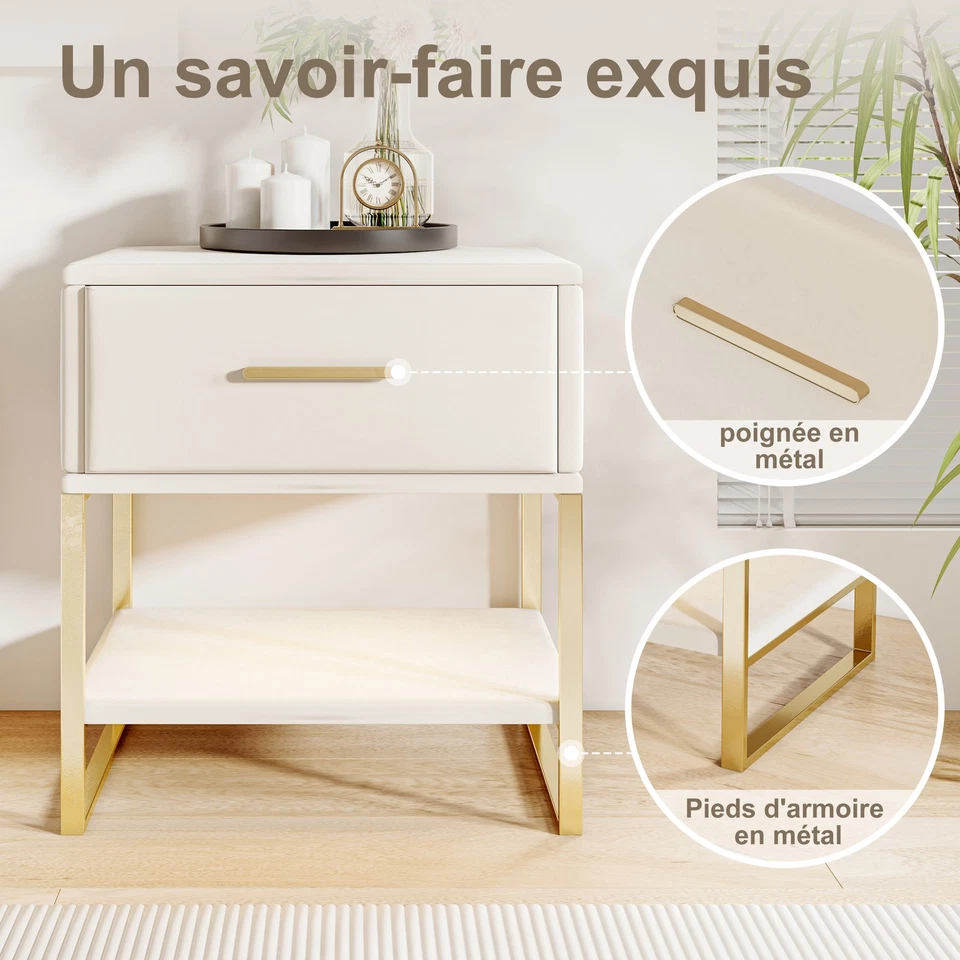 Nachttisch,2er Set,Nachtschrank mit LED/Schublade,Beistelltisch für Schlafzimmer - Bild 3 von 4