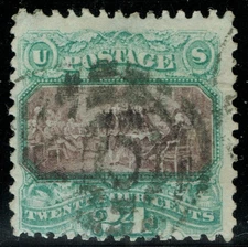 [v989] USA 1869 Scott#120 used cv:$600 (extremely little thin)