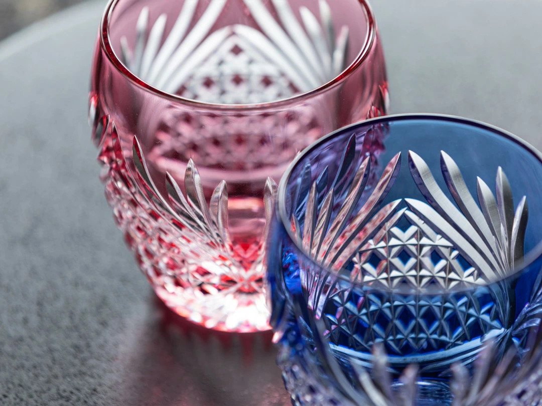 Edo Kiriko Kagami Crystal KAGAMI TPS752-2964-AB Kakunokaku Red Bl