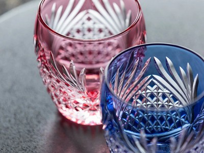 Edo Kiriko Kagami Crystal KAGAMI TPS752-2964-AB Kakunokaku Red Bl