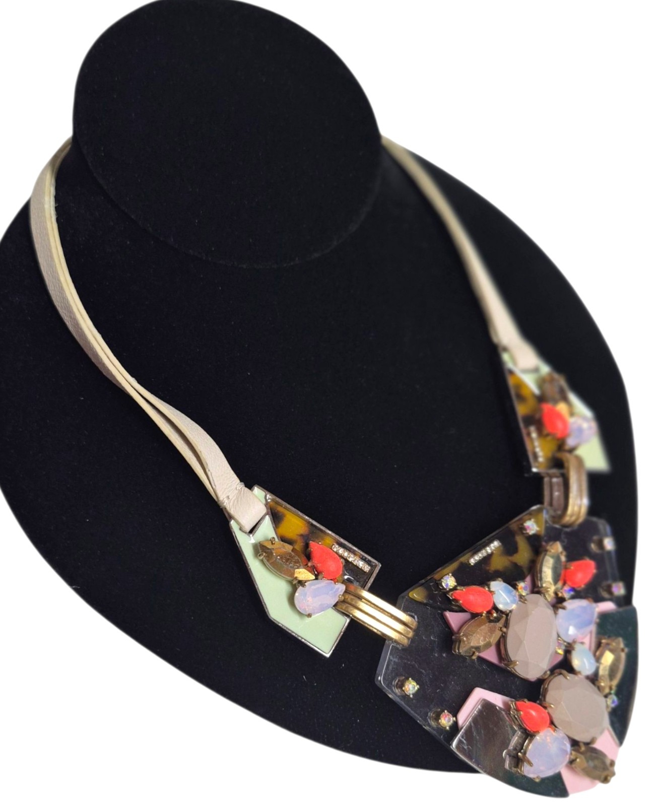 J.Crew Techtonic Statement Necklace Tortoise Grey… - image 11