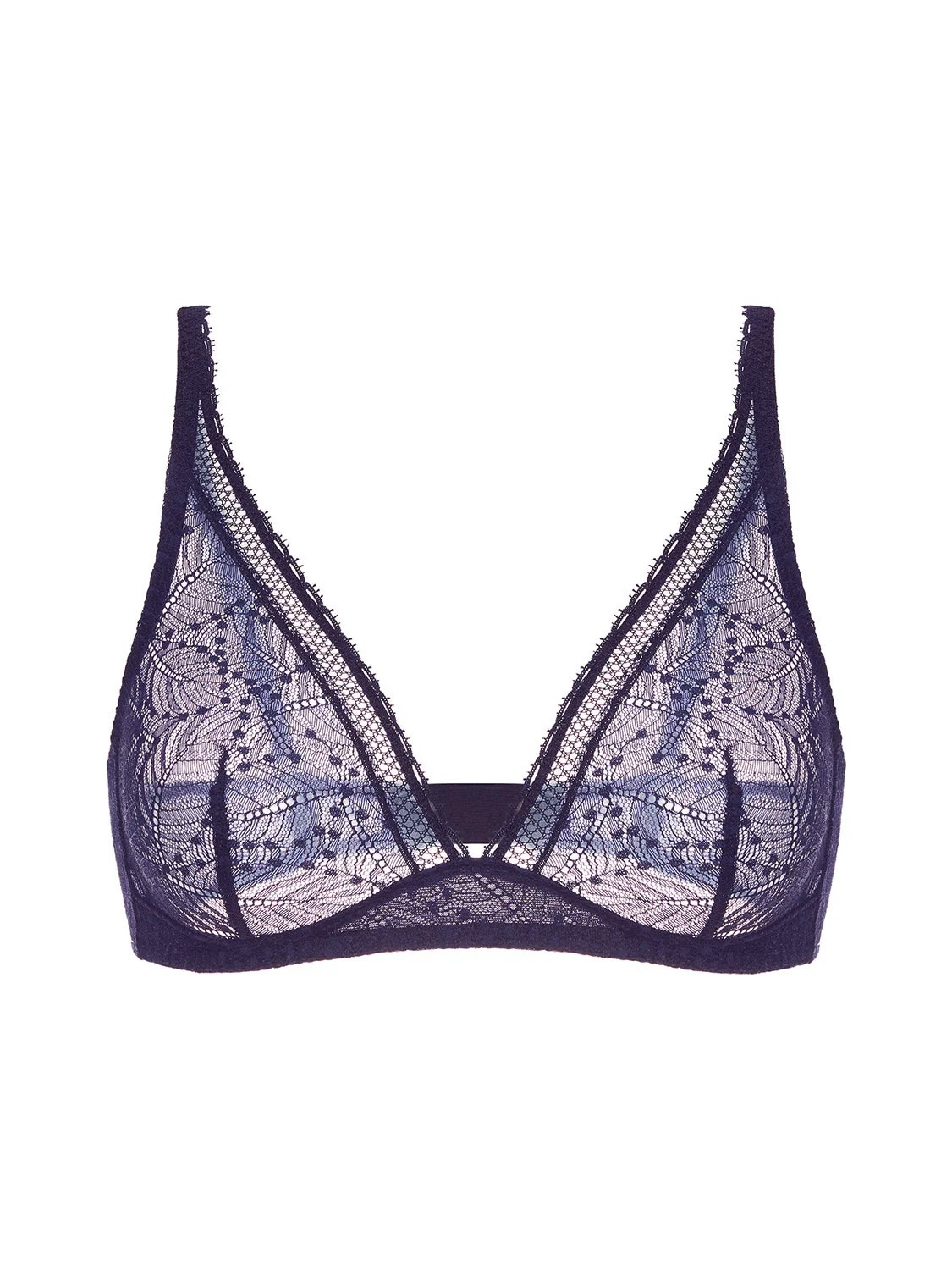 Simone Perele 34D Bra Comete Wireless Triangle Lace Bralette - Blue Lace  - NWT!