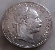 MDS AUSTRIA EMPIRE HABSBURG 1 FLORIN 1884 "FRANZ JOSEPH I.", SILVER #
