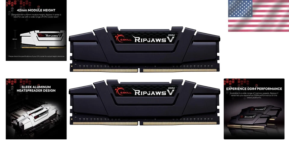 RipjawsV 16GB RAM Kit - 3200MHz CL16 U-DIMM Black - Image 2 of 4