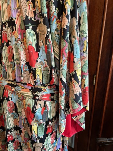 Natori Dynasty Kimono Robe-Designer Long Kimono Vintage Tassel Tie Red Lined L - Picture 8 of 20