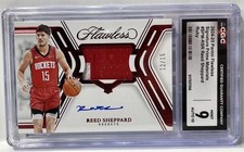 2024-25 Panini Flawless RPA Reed Sheppard Ruby Prime GU Patch Auto /15 CGC 9/10