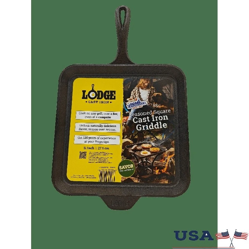 Seasoned Cast Iron 11 Inch Square Griddle Nonstick Cooking Pan Grill Camping New