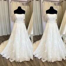 Boho Wedding Dresses Strapless Lace A Line Sweep Train Sweep Train Bridal Gowns
