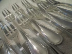 Vintage 1990 silver-plated 12 pastry cake forks Christofle Albi 16cm