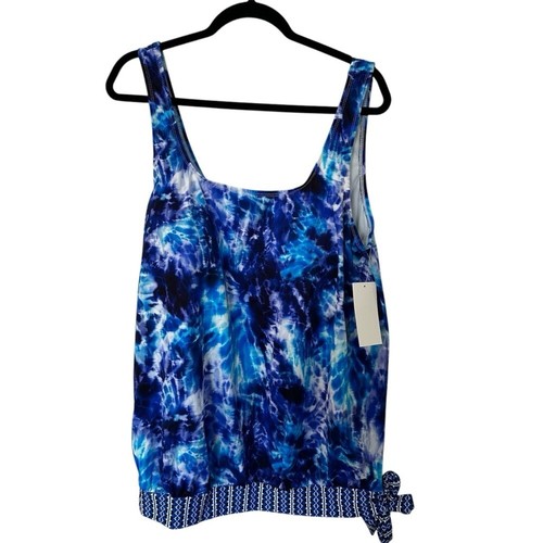 Swimsuits For All Women’s Plus Size Side Tie Blouson Tankini Swim Top Sz 22 NWT