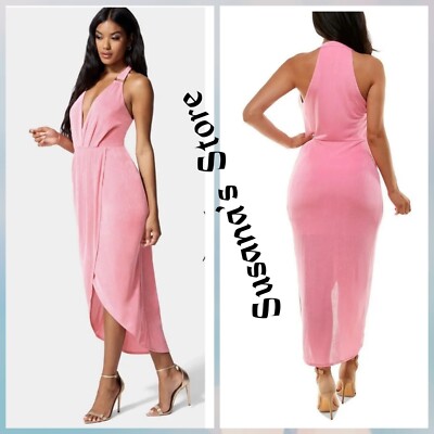 NWT BEBE SIZE XS SLINKY ASYMMETRICAL HALTER NECK DRESS SEXY AND  ATTRACTIVE!! | eBay