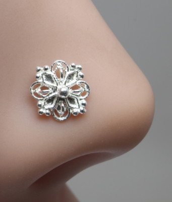 Asian 925 Sterling Silver Nose Stud, corkscrew piercing ...