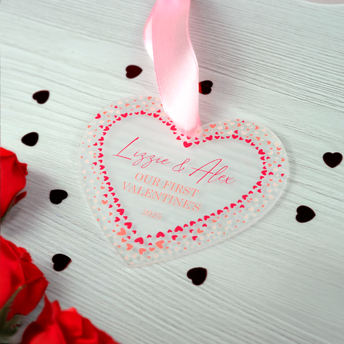 Ornamento coppia primo San Valentino personalizzato idea regalo ornamento da appendere - Foto 7 di 7