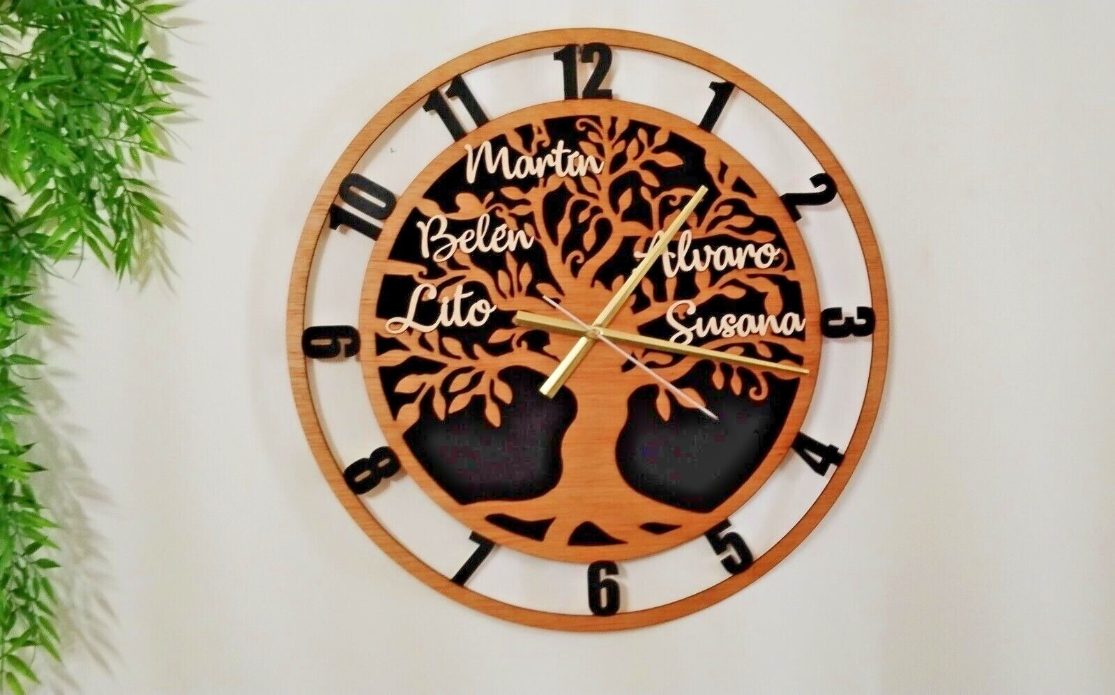 RELOJ PARED ÁRBOL DE LA VIDA MADERA 3D PERSONALIZADO, DÍA DE LA MADRE, ABUELA