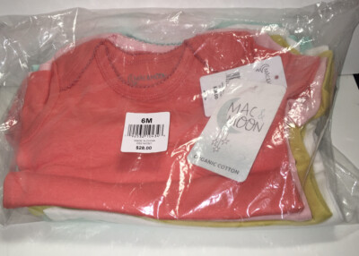MAC MOON ORGANIC INFANT BODY SUIT One-Piece PACK 6M Colors