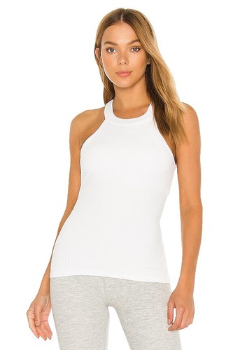 alo Women's Cropped Stretch Tank Top Navy XS Scoop Neck Sleeveless