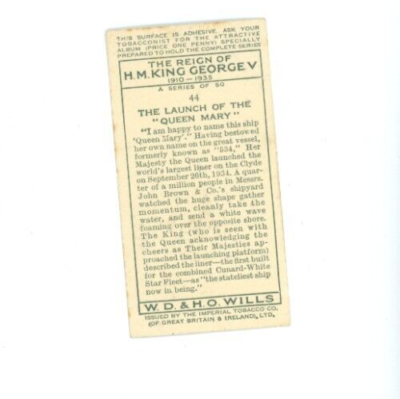 Tobacco Wills's Cigarette Card The King Twickenham Reign of King George V