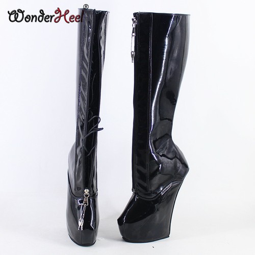 20cm Babuchas Caballo ponying Pezuña Tacones Plataforma de cremallera con  cierre la rodilla Botas altas | eBay