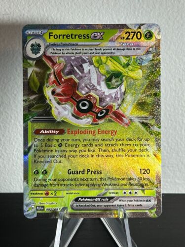 Forretress ex 002/091 Double Holo Rare Paldean Fates Pokémon TCG Near Mint  - Afbeelding 1 van 2