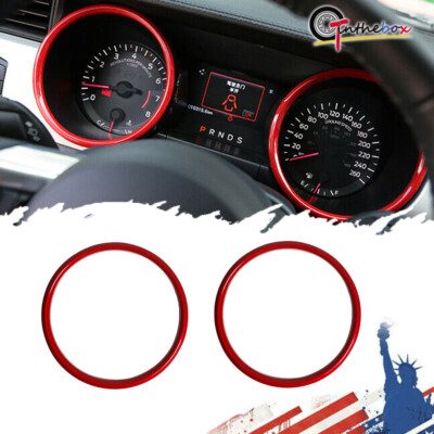 2pc Instrument Panel Decoration Speedometer Trim Ring For 2015-2021 Ford Mustang
