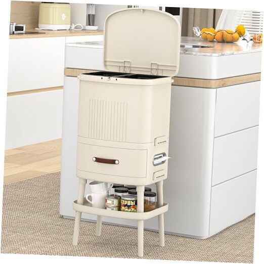 12 Gal Kitchen Trash Can with Lid, Garbage Bin with Push Button/Tissue