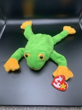 RARE RETIRED 1997 TY BEANIE BABY SMOOCHY THE FROG WITH PE PELLETS/TAG ERRORS