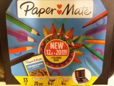 PaperMate NEW 12ct 20 Bonus 33ct Colored Pencils Coloring Book CarryCase 202288