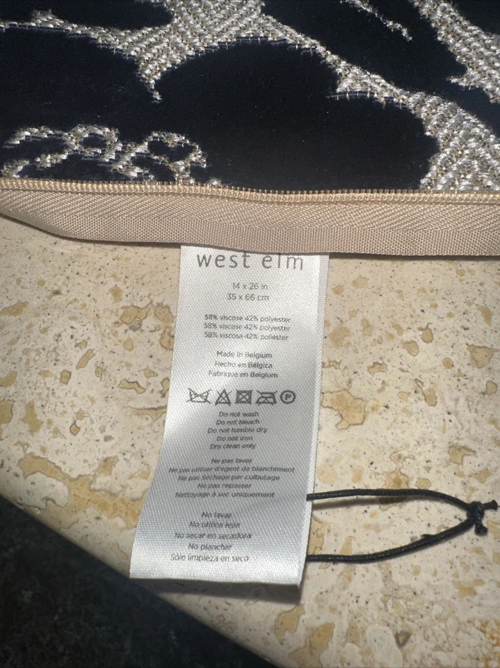 West Elm  Jacquard Velvet Pillow Covers 14x26 Brand NEW, 3 Burgundy & 1 Navy - Image 4 of 4