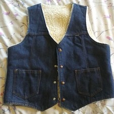 Vintage NELSON SHERPA DENIM VEST sz L LARGE