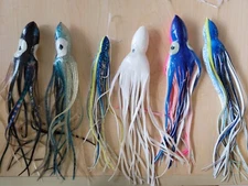 Lot - 6 pcs 9.5" Hoochies Squid Skirts Octopus Trolling Fishing Lures Multicolor